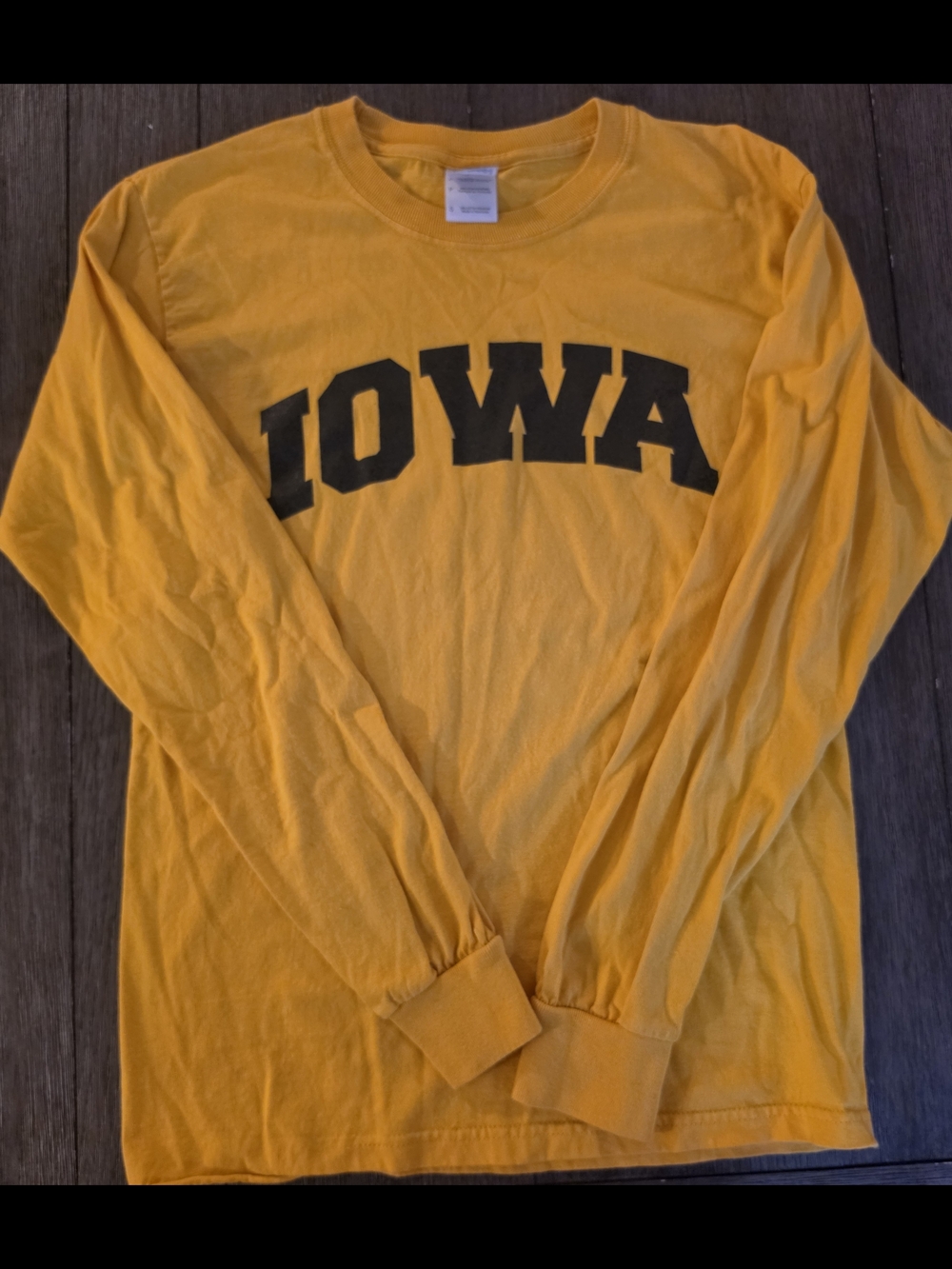 University Of Iowa Long Sleeve Black And Yellow Crewneck Shirt